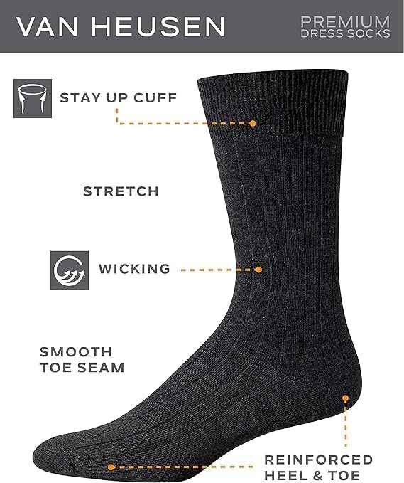 image:imageVan Heusen Mens Dress Socks 14 Pack Everyday Casual Work SocksAssorted Colors