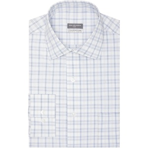 image:imageVan Heusen Mens Dress Shirt Regular Fit Ultra Wrinkle Free Flex Collar Stretch CheckBlue Tan