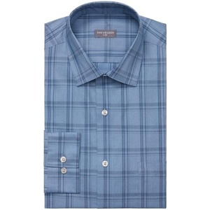 image:imageVan Heusen Mens Dress Shirt Regular Fit Ultra Wrinkle Free Flex Collar Stretch CheckCadet Blue