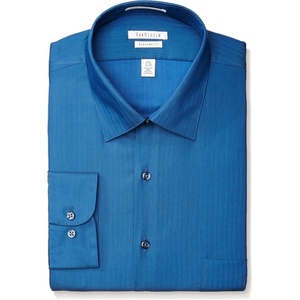 image:imageVan Heusen Mens Herringbone Regular Fit Solid Spread Collar Dress ShirtBlue Graphite
