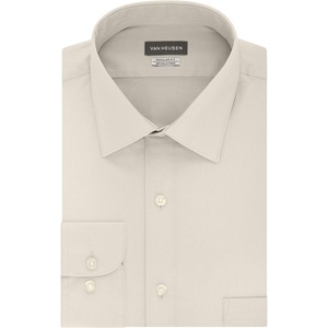 image:imageVan Heusen Mens Herringbone Regular Fit Solid Spread Collar Dress ShirtKhaki