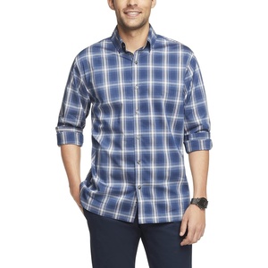 image:imageVan Heusen Mens NoIron Long Sleeve Button Down Shirt Comfortable Stretch FabricBlack Iris Plaid