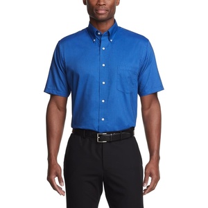 image:imageVan Heusen Mens Short Sleeve Dress Shirt Regular Fit Oxford SolidEnglish Blue