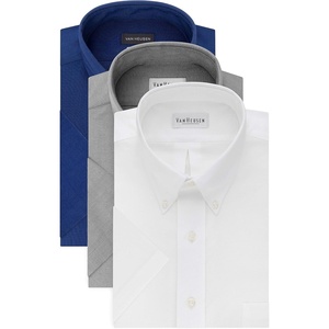 image:imageVan Heusen Mens Short Sleeve Dress Shirt Regular Fit Oxford SolidWhiteGreystoneEnglish Blue