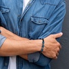 image:imageVan Heusen Men Braid Leather Bracelet with Three Stainless Steel OrnamentsBlue