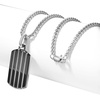 image:imageVan Heusen Mens Stainless Steel Striped Dog Tag Pendant with 24 Box Chain NecklaceBlack