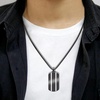 image:imageVan Heusen Mens Stainless Steel Two Striped Dog Tag Pendant with 24 Box Chain NecklaceBlack