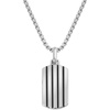 image:imageVan Heusen Mens Stainless Steel Striped Dog Tag Pendant with 24 Box Chain NecklaceSilver