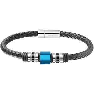 image:imageVan Heusen Men Braid Leather Bracelet with Stainless Steel OrnamentsBlue