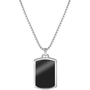 image:imageVan Heusen Mens Stainless Steel Engravable Dog Tag Pendant with Box Chain NecklaceBlack