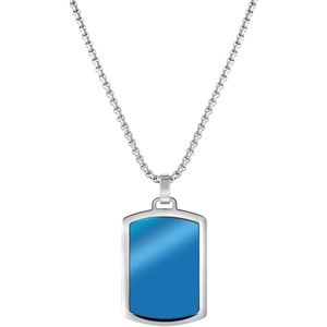 image:imageVan Heusen Mens Stainless Steel Engravable Dog Tag Pendant with Box Chain NecklaceBlue