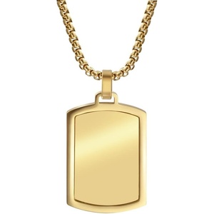 image:imageVan Heusen Mens Stainless Steel Engravable Dog Tag Pendant with Box Chain NecklaceGold