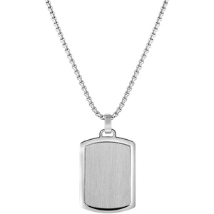 image:imageVan Heusen Mens Stainless Steel Engravable Dog Tag Pendant with Box Chain NecklaceSilver