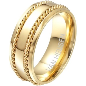 image:imageVan Heusen Mens Stainless Steel Polished Twist Inlay Wedding Band RingGold