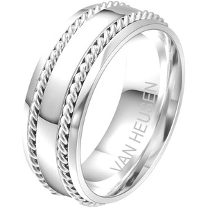 image:imageVan Heusen Mens Stainless Steel Polished Twist Inlay Wedding Band RingSilver