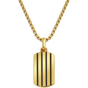 image:imageVan Heusen Mens Stainless Steel Striped Dog Tag Pendant with 24 Box Chain NecklaceGold