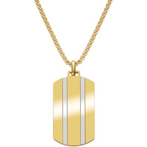 image:imageVan Heusen Mens Stainless Steel Two Striped Dog Tag Pendant with 24 Box Chain NecklaceGold