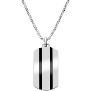 image:imageVan Heusen Mens Stainless Steel Two Striped Dog Tag Pendant with 24 Box Chain NecklaceSilver