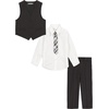 image:imageVan Heusen BabyBoys 4Piece Formal Dress Up Vest Set Vest Pants Collared Dress Shirt and TieBlackRed Stripe