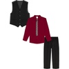 image:imageVan Heusen Boys 4piece Formal Suit Set Vest Pants Collared Dress Shirt and TieBlackLuster Stripe