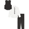 image:imageVan Heusen Boys 4piece Formal Suit Set Vest Pants Collared Dress Shirt and TieBlackRed Stripe