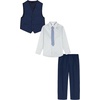 image:imageVan Heusen Boys 4piece Formal Suit Set Vest Pants Collared Dress Shirt and TieBlue Print