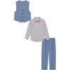 image:imageVan Heusen Boys 4piece Formal Suit Set Vest Pants Collared Dress Shirt and TieBluePink Plaid