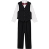 image:imageVan Heusen Boys 4piece Formal Suit Set Vest Pants Collared Dress Shirt and TieHeather Grid Black