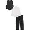 image:imageVan Heusen Boys 4piece Formal Suit Set Vest Pants Collared Dress Shirt and TieHeather Grid Black