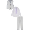 image:imageVan Heusen Boys 4piece Formal Suit Set Vest Pants Collared Dress Shirt and TieLight Grey