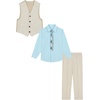 image:imageVan Heusen Boys 4piece Formal Suit Set Vest Pants Collared Dress Shirt and TieLight KhakiGreen