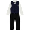image:imageVan Heusen Boys 4piece Formal Suit Set Vest Pants Collared Dress Shirt and TieNavy Satin Duo
