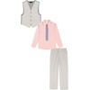 image:imageVan Heusen Boys 4piece Formal Suit Set Vest Pants Collared Dress Shirt and TieSilver Metal Stripe