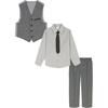 image:imageVan Heusen Boys 4piece Formal Suit Set Vest Pants Collared Dress Shirt and TieSilverwareBlack