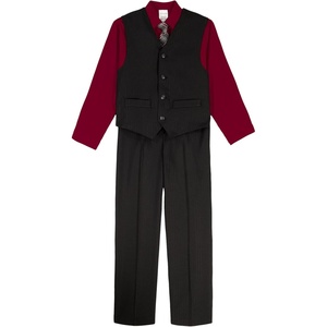 image:imageVan Heusen Boys 4piece Formal Suit Set Vest Pants Collared Dress Shirt and TieBlackLuster Stripe