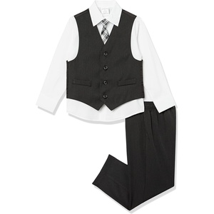 image:imageVan Heusen Boys 4piece Formal Suit Set Vest Pants Collared Dress Shirt and TieBlackRed Stripe