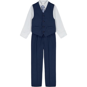 image:imageVan Heusen Boys 4piece Formal Suit Set Vest Pants Collared Dress Shirt and TieBlue Print