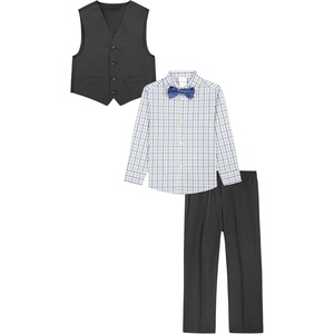image:imageVan Heusen Boys 4piece Formal Suit Set Vest Pants Collared Dress Shirt and TieDark GreyBlue