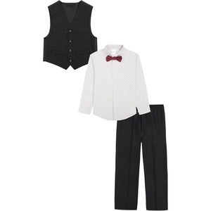 image:imageVan Heusen Boys 4piece Formal Suit Set Vest Pants Collared Dress Shirt and TieHeather Grid Black