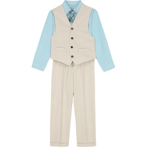 image:imageVan Heusen Boys 4piece Formal Suit Set Vest Pants Collared Dress Shirt and TieLight KhakiGreen