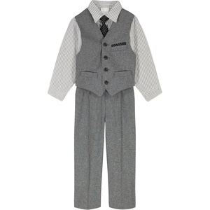 image:imageVan Heusen Boys 4piece Formal Suit Set Vest Pants Collared Dress Shirt and TieSilverwareBlack
