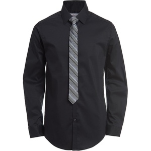image:imageVan Heusen Boys Long Sleeve Collared Buttondown Dress Shirt and Tie SetBlack Stripe